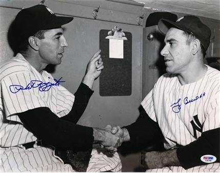 Yogi Berra and Phil Rizzuto Dual Autographed 11x14 B&W Photo (PSA/DNA)
